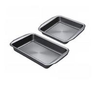 Circulon Momentum Deep Baking Trays Set of 2 - Non Stick Roasting Tins, Durable Dishwasher Safe Bakeware, 39 x 25.5cm & 25.5cm Square, Grey