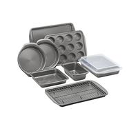 Circulon Momentum Non Stick Bakeware Set - 10 Piece Baking Set with Baking Trays, Cake Tins, Muffin Tray and Cooling Rack, Carbon Steel, Dishwasher Safe