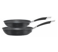 Circulon Momentum Non Stick Frying Pan Set of 2 - Induction Frying Pan Set, Oven & Dishwasher Safe Hard Anodised Cookware with Soft Grip Handles, Black