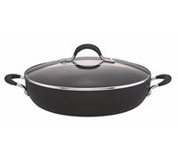 Circulon Momentum Shallow Casserole Dish with Lid, 30cm - Hob to Oven Casserole Dishes, Oven & Dishwasher Safe, Metal Utensil Safe Durable Cookware, Black Saute Pan