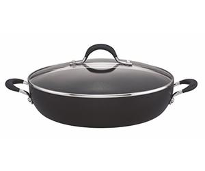 Circulon Momentum Shallow Casserole Dish with Lid, 30cm - Hob to Oven Casserole Dishes, Oven & Dishwasher Safe, Metal Utensil Safe Durable Cookware, Black Saute Pan