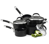 Circulon Premier Professional Induction Hob Pan Set of 5 - Non Stick Pots and Pans Set with Glass Lids & Soft Grip Handles, Dishwasher Safe Saucepan Set, Black