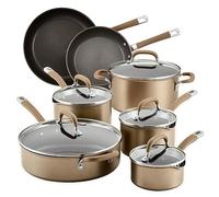 Circulon Premier Professional Induction Pots and Pans Set, 12-Piece, Bronze | Hard anodized nonstick cookware set, easy food release, dishwasher safe, oven safe, durable non stick pots and pan set