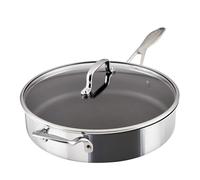 Circulon Scratch Defense 30cm Stainless Steel Saute Pan with Lid and Extreme Non Stick - Induction Pan with Helper Handle and Shatterproof Glass, All Hob Suitable
