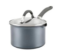 Circulon Scratch Defense Non Stick Saucepan with Lid 16cm - 1.8L Induction Saucepan with Straining Lid & Pouring Rims, Dishwasher & Oven Safe Cookware, Graphite Pewter Finish