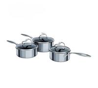 SteelShield™ Polished Stainless Steel Hybrid Non-Stick Saucepan & Lid Set - 3 Pieces
