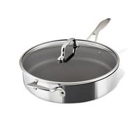 ScratchDefense Multi-Layer Stainless Steel Extreme Non-Stick Sauté Pan & Lid with Helper Handle - 4.7L