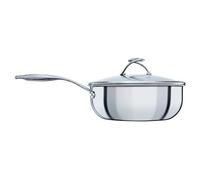 Circulon SteelShield C Series Stainless Steel Deep Frying Pan with Lid 24cm / 3.3L - Induction Saute Pan with Lid & Metal Spoon - Hybrid Non Stick, Metal Utensil Safe & Dishwasher Safe Cookware