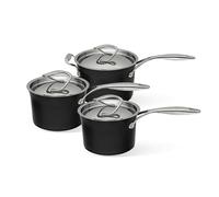Circulon Style Hard Anodised Saucepan Set, 3pce - Black - Aluminium - 3 Pce