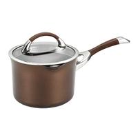 Circulon Symmetry Hard-Anodized Nonstick Covered Straining Saucepan, 3.5-Quart, Chocolate