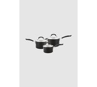 Circulon Total 3 Piece Saucepan Set Non Sticl, Induction, Glass Lids, Hard Anodised Aluminium In Black Black One Size