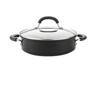 Circulon Total Black Round Hard Anodised Aluminium Induction Suitable Casserole Dish With Glass Lid 24Cm, 2.8L