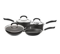 Circulon Total Non-Stick Induction Saucepan, Stir Fry & Skillet Starter Set - 4 Pieces - 4 Piece - Black - Aluminium