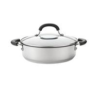 Circulon Total Non Stick Saute Pan with Lid 30cm - Induction Suitable Stainless Steel Saute Pan with Toughened Glass Lid, Durable Oven & Dishwasher Safe Cookware, Silver