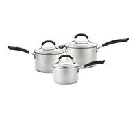 Circulon Total Stainless Steel 3 Piece Saucepan Set | Non Stick Saucepans with Lids | Induction Saucepans Suitable for All Hob Types, 16/18/20 cm Silver 3 Piece Set 76608