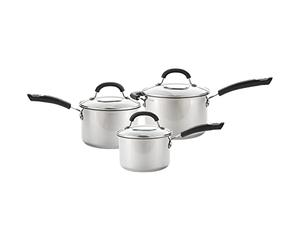 Circulon Total Stainless Steel 3 Piece Saucepan Set | Non Stick Saucepans with Lids | Induction Saucepans Suitable for All Hob Types, 16/18/20 cm Silver 3 Piece Set 76608