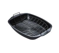 Circulon Ultimum BW Roaster Black Steel Roasting Dish with Rack - 15.5 x 12"