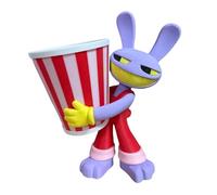 Circus 3D Printed Figures Circus Merch Cartoon Rabbit Popcorn Bucket Holder, Cute Snack Container with Figure Stand, Reusable Red White Striped Popcorn Tub for Movie Nights, Party Decorations A01