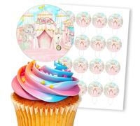 Circus Animals Pink Tent Watercolour, 16 Wafer Cupcake Stand-Up Toppers