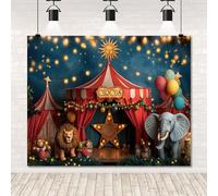 Circus Backdrop 10x8ft Red Circus Tent Carnival Photography Backdrop Lion Elephant Animal Show Background Kids Baby Shower Birthday Party Decorations Supplies Photo Booth Props