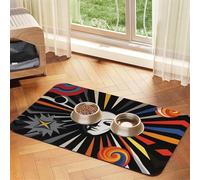 Circus Background, Retro Futurism Pet Feeding Mat Dog Cat Eating Food Absorbent Leather Tablecloth for and Water Bowl Waterproof No Stains Quick Dry Non-Slip 17.72 * 11.8IN