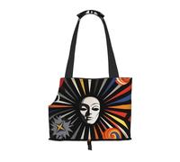 Circus Background, Retro Futurism Pet Tote Bag Foldable Handbag Carrier for Small Dogs Cats Puppy Portable Travel Shoulder