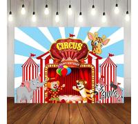 Circus Birthday Decor Backdrop Photography Theme Print Wall Decorations Backdrop Party Background Welcome to The Carnival Red Tent Colorful Balloon Photography Background