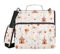 Circus Checkered Pattern 3 Rings Organizer Binder With Handle Multiple Pockets Document Organizer Bag For Middle School