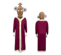 Circus Costume Royal King Costume Circus Merch Maroon Robe with Chess Piece Mask, Halloween Carnival Cosplay Fancy Dress for Fans 140 A01