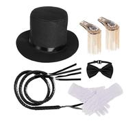 Circus Costume Set, Top Hat, Epaulettes, Gloves and Whip, Themed Cosplay Outfit for Men, Women, Parties, Circus Shows, Halloween, Theatrical Events, Role Play, Stylish, Performer Looks