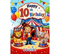 Circus Fun Boys 10th Birthday Card for Cousin