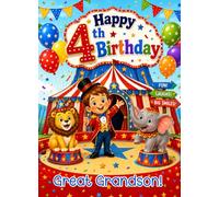 Circus Fun Boys 4th Birthday Card for Great Grandson