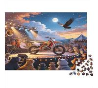 Circus Motorcycle Stunt 1000 Piece Jigsaw Puzzle Paper Puzzle for Adults Night Performance Relaxation Focus Family Decor Gift 38x26cm/1000pcs