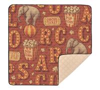 Circus Parade Alphabet Seamless Pattern Cute Foldable Baby Playmat for Floor Waterproof Infant Play Mat for Baby Toddler Infant, 50'' x 50''