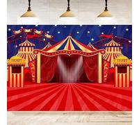 Circus Photography Backdrop Red Curtain Night Colorful Carousel Ferris Wheel Design Photo Background Banner Poster 300x200cm