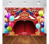 Circus Photography Backdrop Red Tent Stage Throne Background Kids Birthday Party Cake Table Decor Banner Carnival Playground 250x180CM