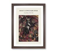 Circus Riders By Ernst Ludwig Kirchner Exhibition Museum Painting Framed Wall Art Print, Ready to Hang Picture for Living Room Bedroom Home Office Décor, Walnut A3 (34 x 46 cm)