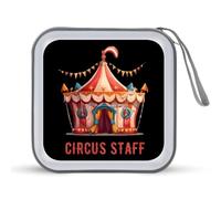 Circus Staff Circus Birthday Party CD Case 40 Capacity Plastic DVD Storage Box Sleeves Zippered Wallet