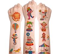 Circus Tattoos for Kids,10 Sheets Circus Temporary Children's Tattoos,Transfer Kids Tattoos,Waterproof Skin-Friendly Children Tattoo Stickers for Carnival Birthday Party Bags Fillers Gifts Favors