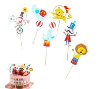 Circus Theme Cake Decorations,24X Cupcake Insert Decorations - Cartoon Tiger Dolphin Cake Decoration, Cupcake Pick for Children, Adults