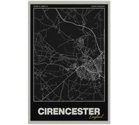 Cirencester Street Map Poster Print | England | BLACK | A2