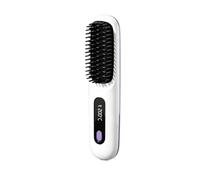 Ciriel Airbrush Pro Cordless Styling Brush Ionic Ceramic Adjustable Heat Rechargeable Portable Hair Straightener Brush with LED Display for Travel Office and All Hair Types (White)