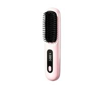 Ciriel Airbrush Pro Cordless Styling Brush Ionic Ceramic Adjustable Heat Rechargeable Portable Hair Straightener Brush with LED Display for Travel Office and All Hair Types (Pink)
