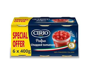 Cirio Chopped Tomatoes, Polpa, Italian Tinned Tomatoes, Canned 400g (Multipack of 6)