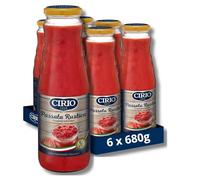CIRIO Passata Rustica, Crushed Tomatoes, Finely Chopped, Tomato Sauce, 100% Italian, Climate Neutral, Jar, 680g (Pack of 6)