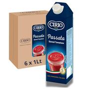 CIRIO Passata, Smooth Sieved Tomatoes, Tomato Sauce, Italian, Carton, 1 Litre (Pack of 6)