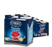 CIRIO Passata, Smooth Sieved Tomatoes, Tomato Sauce, Italian, Carton, 500g (Pack of 12)