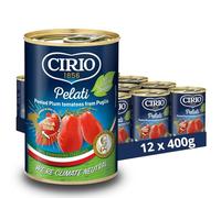 CIRIO Pelati Peeled Plum Italian Tomatoes, Canned, Tinned, 400g (Pack of 12)