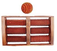 Cirise Solid Wood Foot Feet Acupressure Pain Stress Relief 6 Roller Massager with Ball