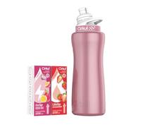 Cirkul 32oz. Rose Gold Stainless Steel Water Bottle Starter Kit with Rose Gold Lid and 2 Flavor Cartridges (1 LifeSip Strawberry, 1 GoSip Passion Fruit Dragon Fruit) Zero Calorie and No Sugar